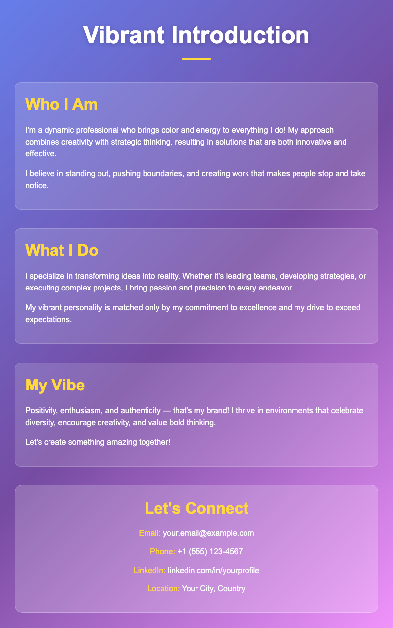 Gradient bold self introduction